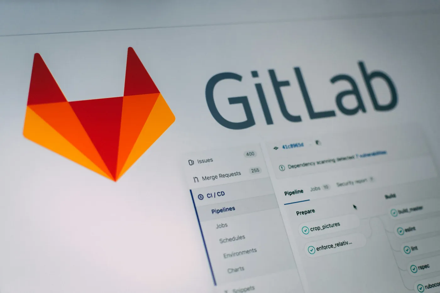 GitLab interface showing a CI/CD pipeline with prepare and build stages