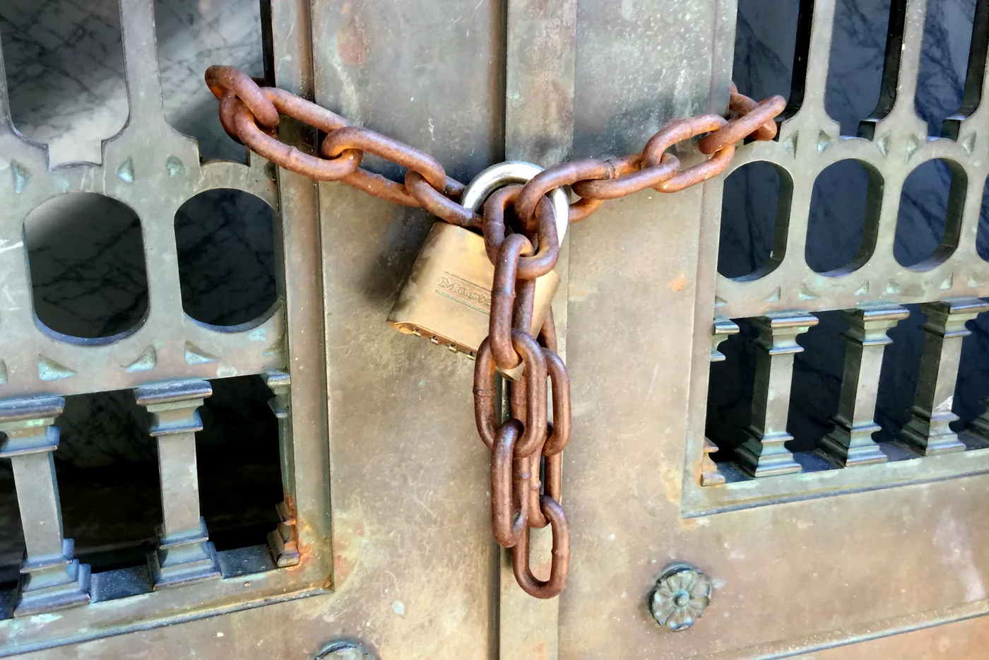 A padlock and a heavy security chain