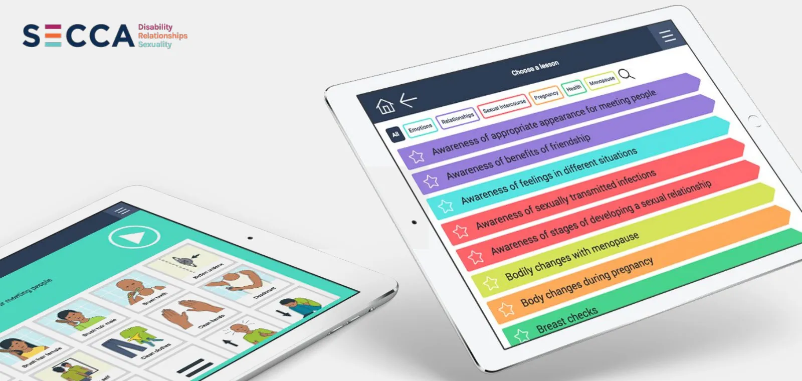 SECCA App showing educational illustrations